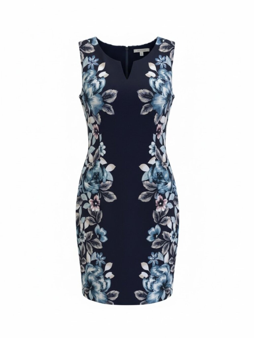 NWT White House Black Market Navy Blue Floral Reversible Sheath Dress Size MP